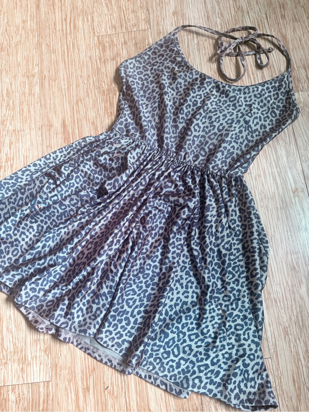 American Apparel Leopard Print Halter Skater Dress